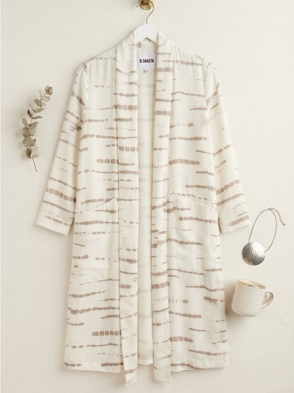 BB Dakota Cream and Taupe Striped Robe